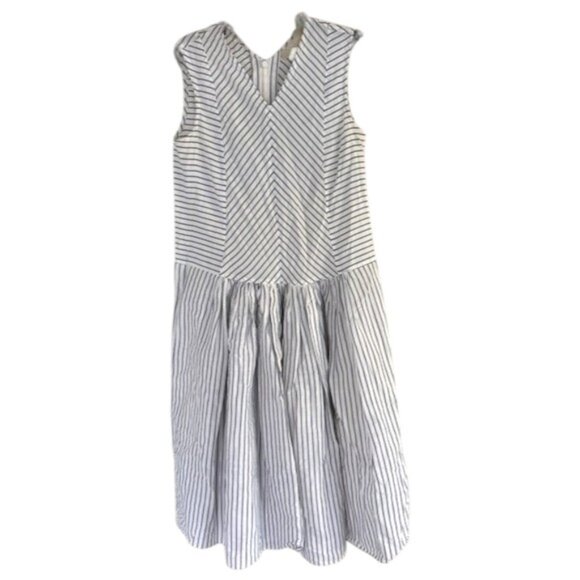 S MaxMara Blue and White Striped Sleeveless Dress Size 42 - 41439 - Picture 2 of 10